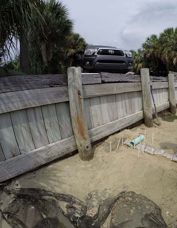 Joe Rains Failing Seawall before